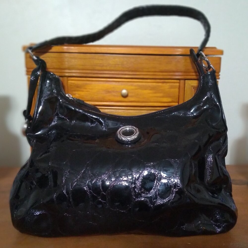 Brighton Crocodile Patent Leather Handbag